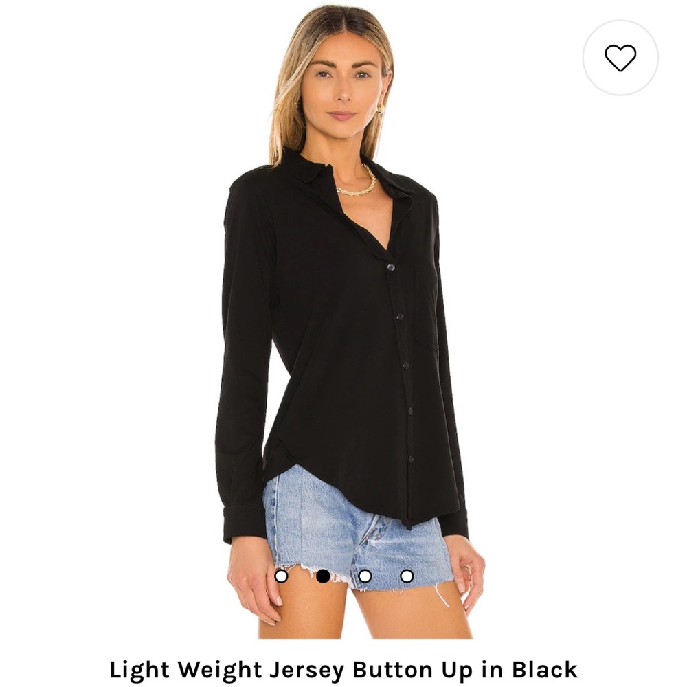 Bobi Light Weight Jersey Button Up in Black from REVOLVE | Size XS